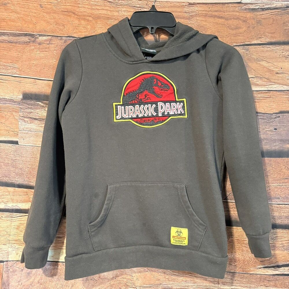 Jurassic Park Hoodie Youth Large Grey Pullover Sweatshirt Exclusive Dinosaur DS